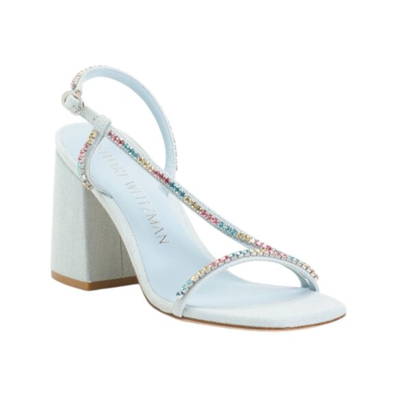 Stuart Weitzman Shoes - STUART WEITZMAN Made In Spain Soiree Crystal 85 Block Heel Sandals